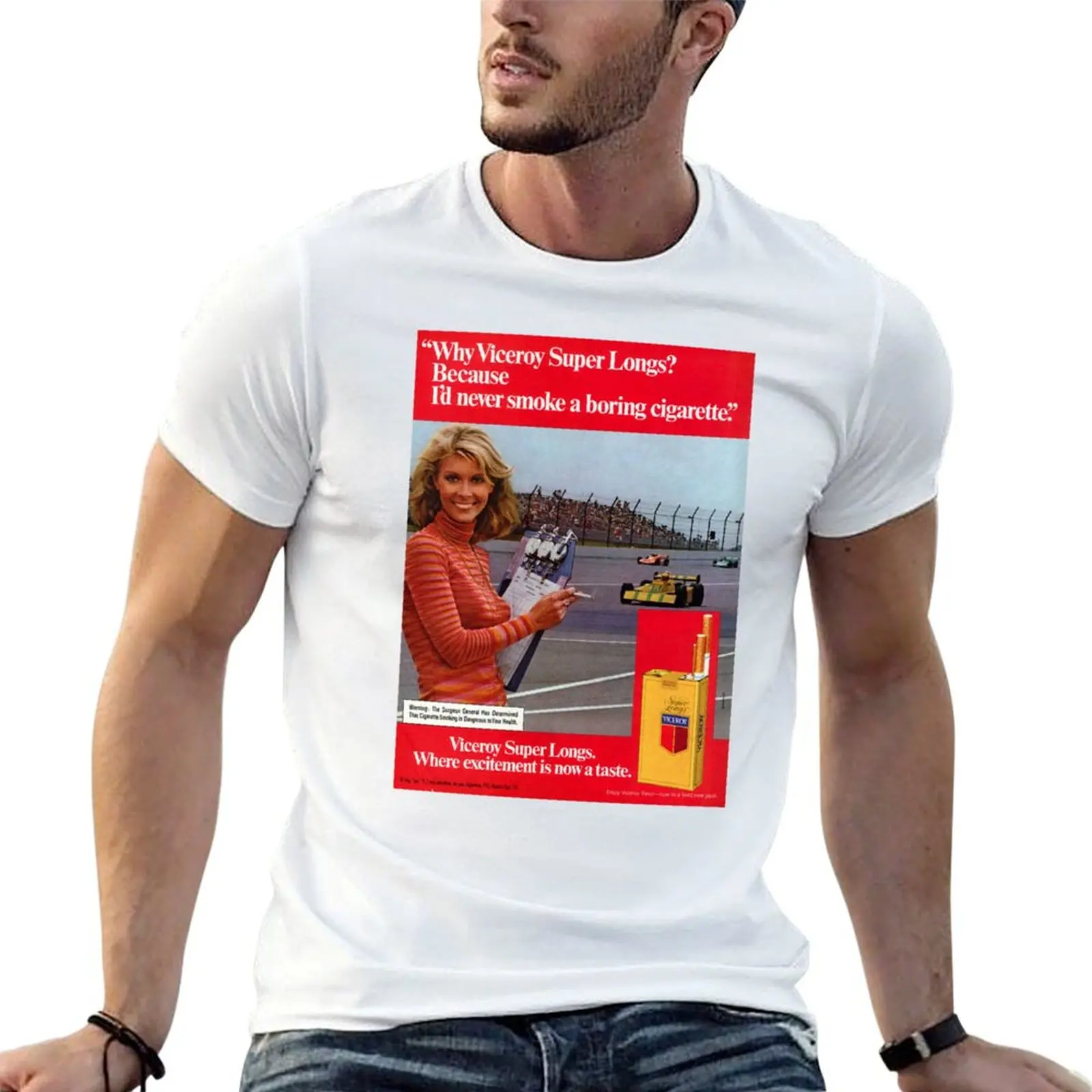 Nunca fumaría una cigarrilla aburrida - Camiseta Viceroy Ad 1975, camisetas de algodón 100%, camiseta de diseñador