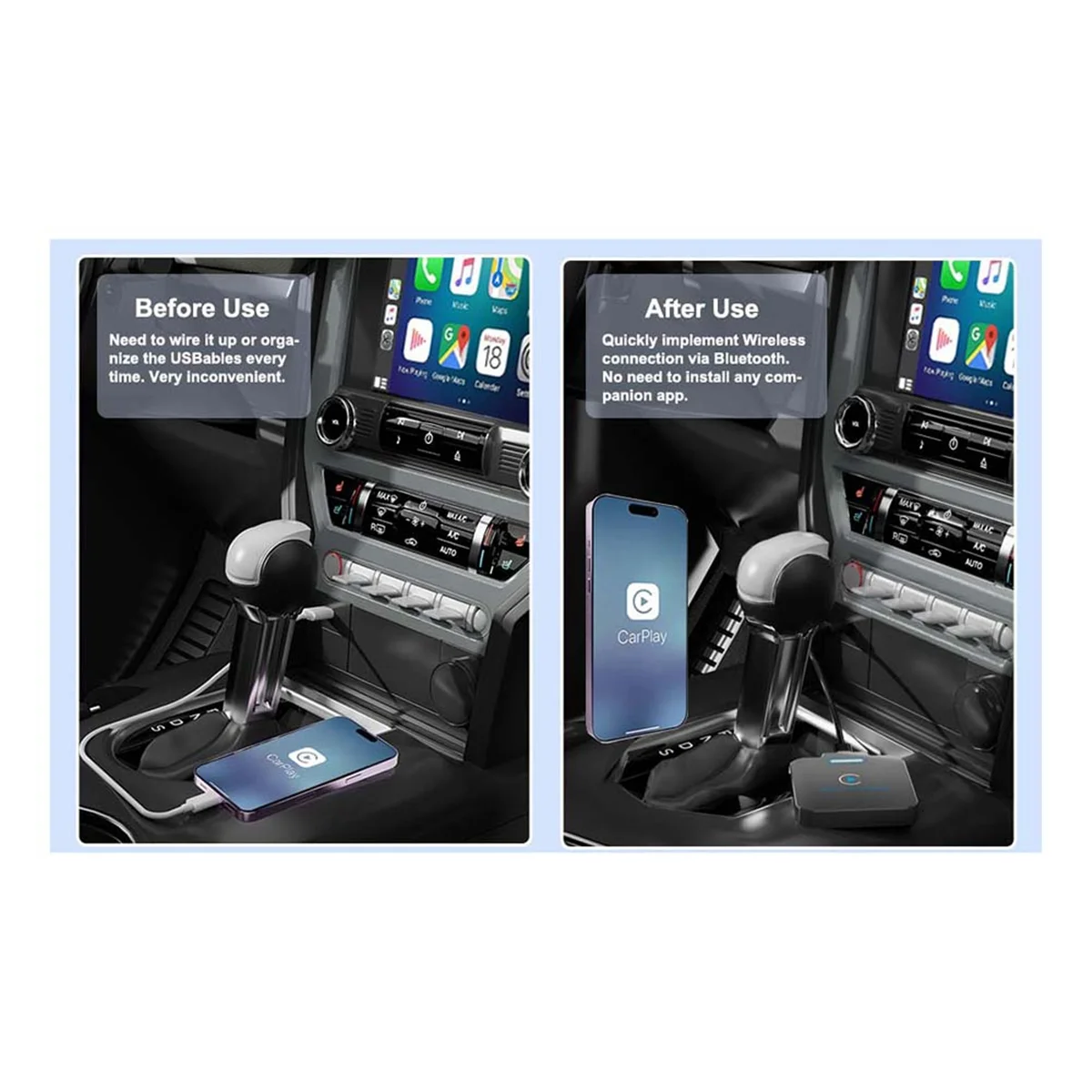 CarPlay Wireless Adapter, Plug & Play Low Latency Wireless Apple CarPlay, Auto Connected for Car Models From 2016