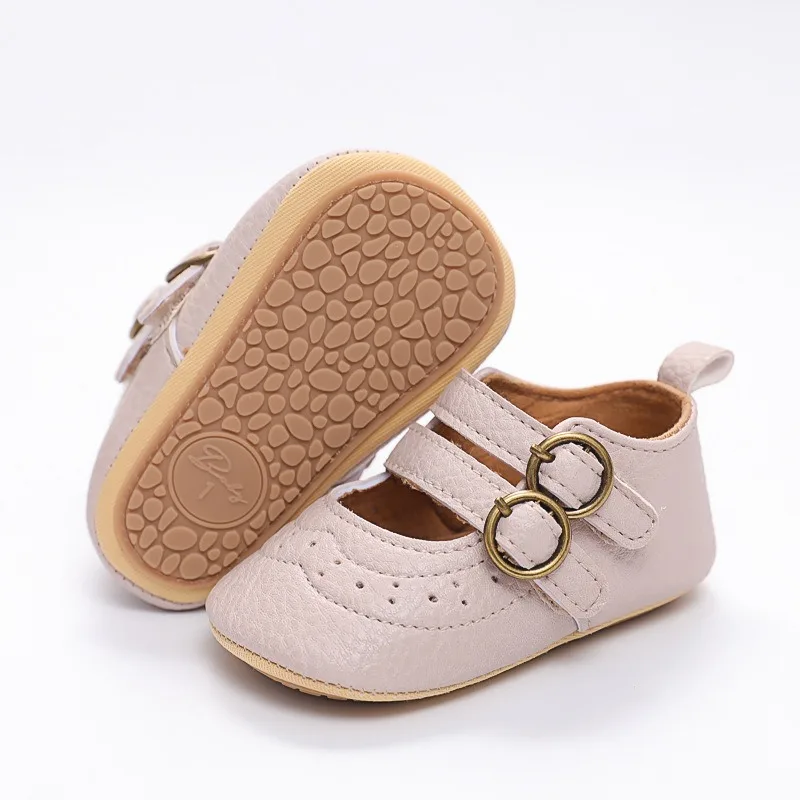 Citgeett infantil bebê meninas meninos antiderrapante pu primeira caminhada sapatos cinta sola macia sólida infantil slip-on meia sapatos