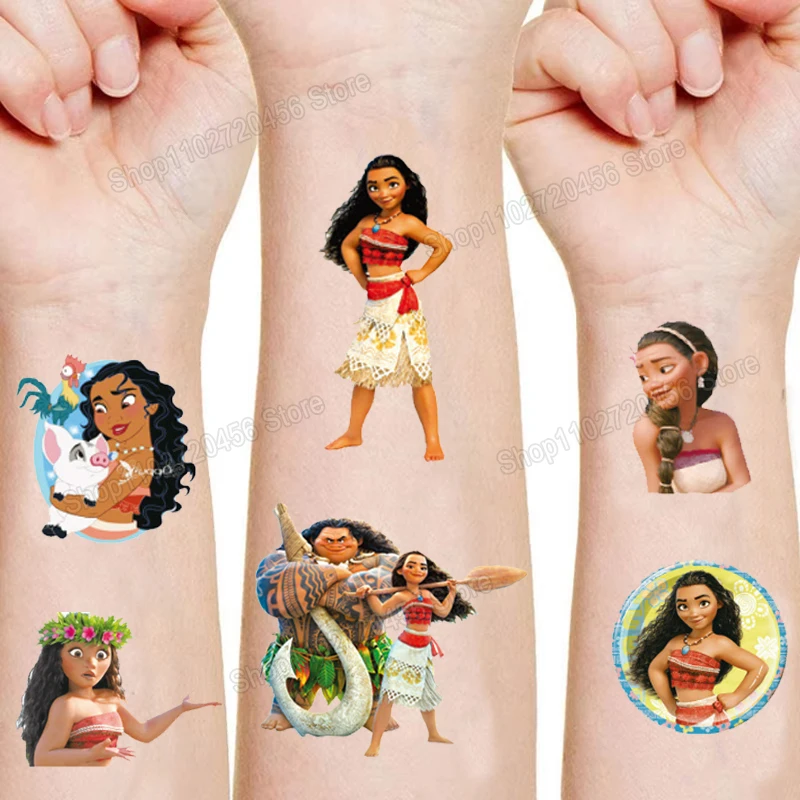 New Disney Anime Moana Tattoo Stickers Children's Temporary Tattoos Body Art Cosplay Party Toys for Kids Birthday Gifts