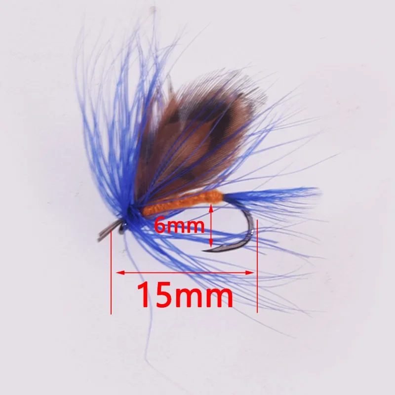 12 Pcs Insect Fly Fishing Lures Artificial Fishing Bait Feather Hooks Carp Fishing Bait for Fishing Single Treble Hooks