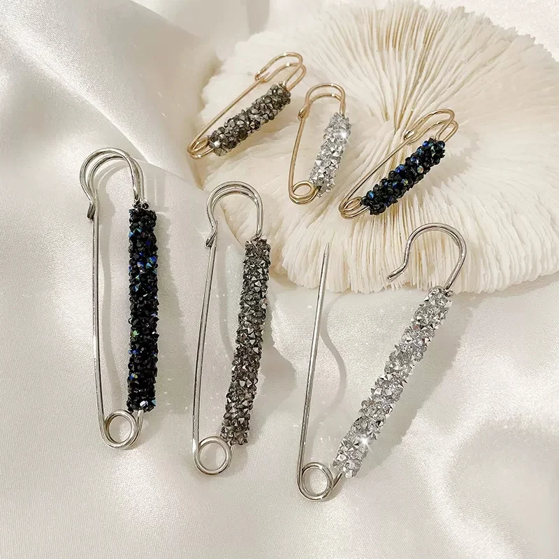 Pin de cintura clásico con incrustaciones de diamantes de imitación brillantes para mujer, hebilla de cintura pequeña, Clip de papel, joyería delicada