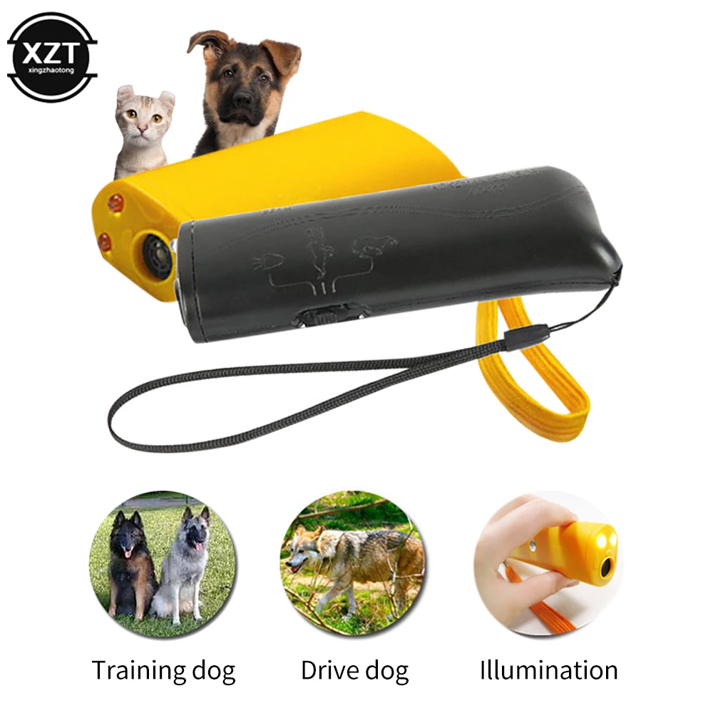 3 In 1 Dog Repeller Device LED Ultrasonic Mini Dog Trainer Multifunctional Dog Trainer Anti Barking Proximitor Night Flashlight