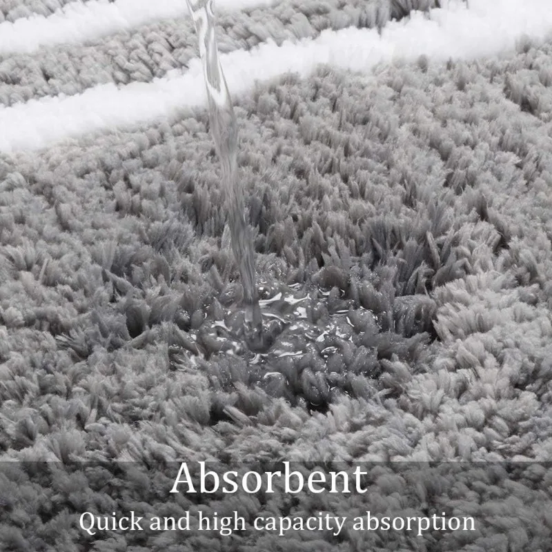 Runner Rug For Bathroom, 24x71 Modern Gray Long Bathroom Rug Non Slip Machine Washable, Soft Plush Microfiber Absorbent B