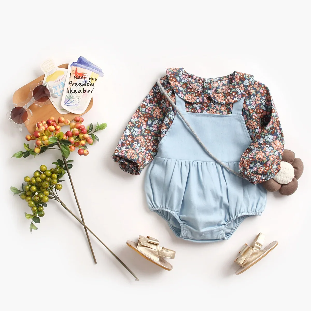 Baby-Mädchen-Bodysuits Prinzessin Frühlingsdruck Herbst Süße Säuglings-Onesies Langarm-Kleidung – Detail 2