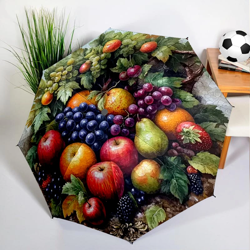 1PC Apple Grape Fruit Umbrella Automatic Open/close, Sturdy Iron Frame & 8-Rib Struct, Umbrella for Women & Men, Christmas Gifts