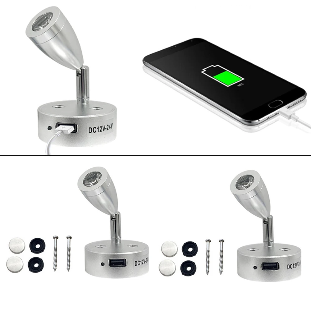 

Лампа для фургона, 12 В, освещение для каравана, гибкая регулировка на 360 градусов, встроенные USB-порты для лодок, кемперов