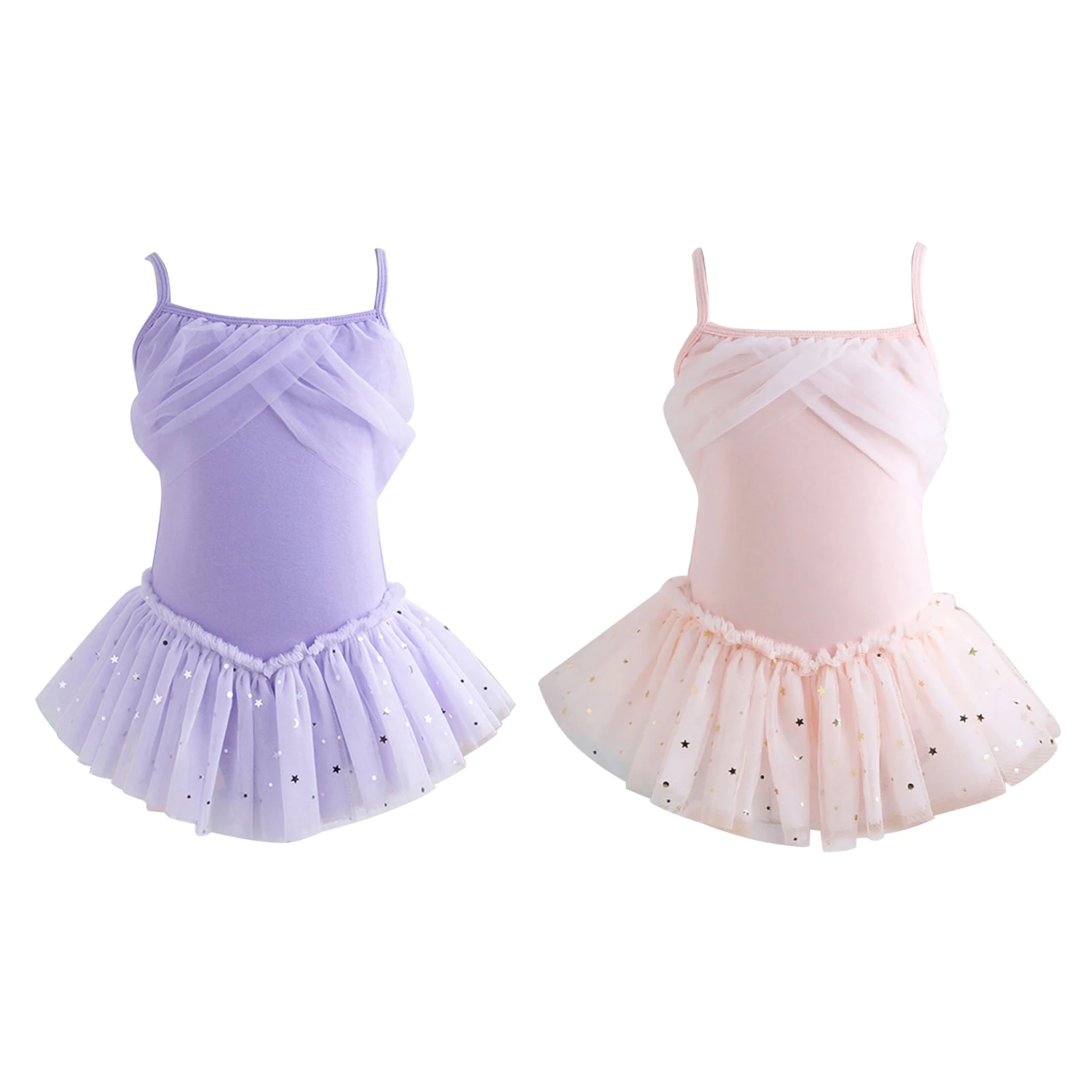 

Ballet Dance Dress for Kids Girls Cotton Spaghetti Straps Shiny Sequins Tulle Tutu Dress Ballerina Dancewear Cute Party Dresses