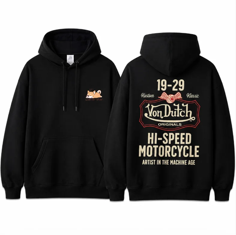 2026 New Design Devil Eye Print Hoodie Fall/Winter Street Retro Sweatshirt Men's and Women's Matching Couple Outfit Haikyuu