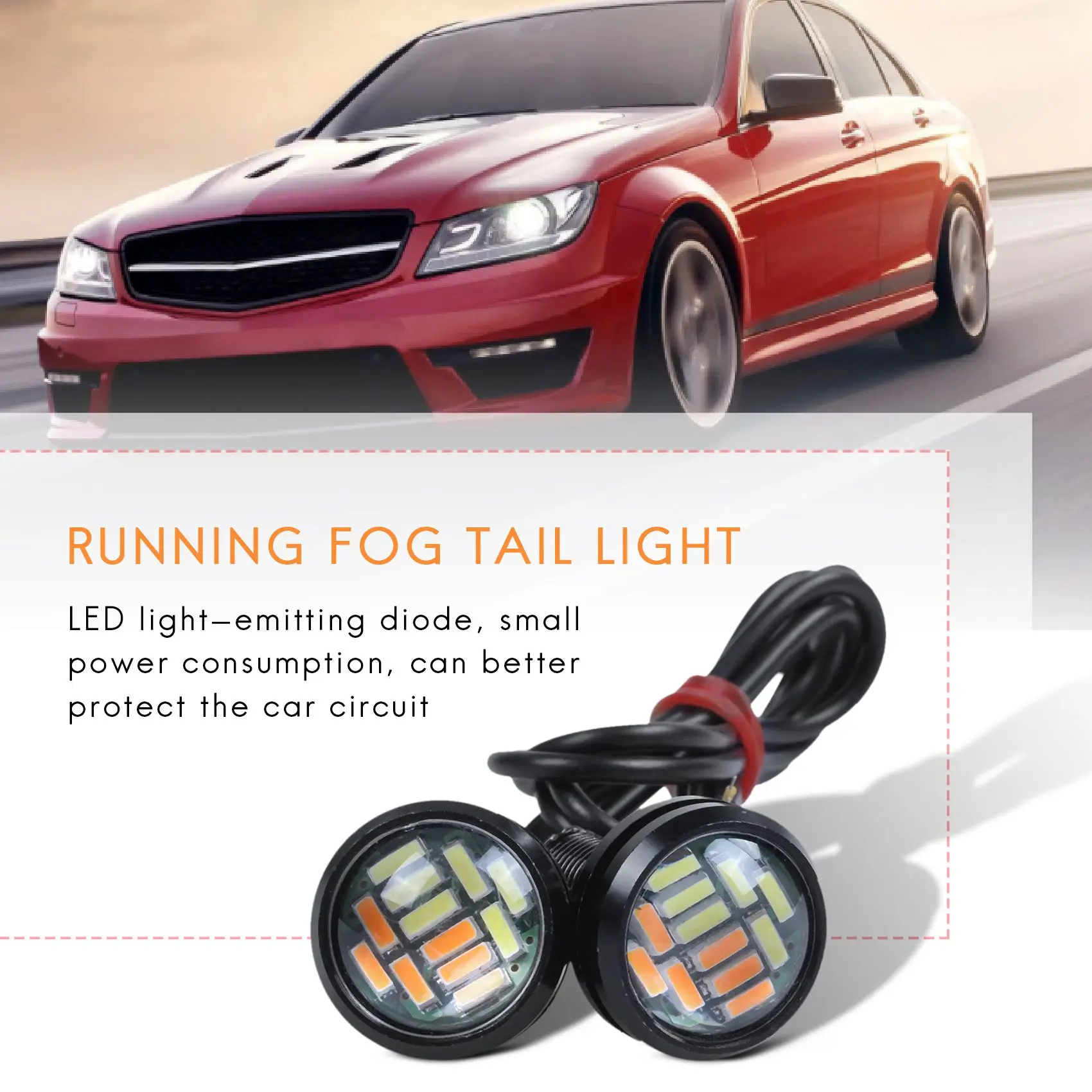 2 Pcs 12V 23Mm Dual Color Switchback 4014 12 Led Drl Eagle Eye Daytime Light