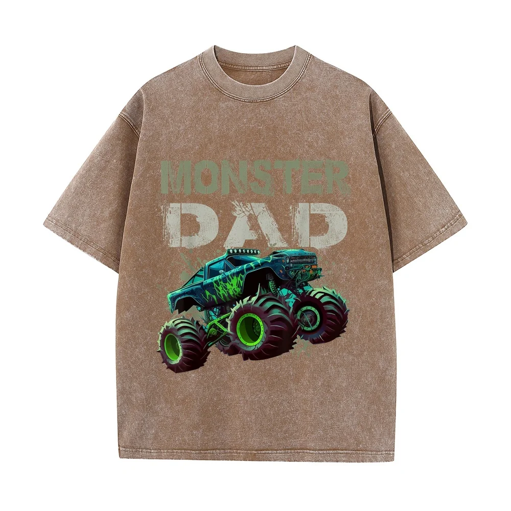 Monster Truck Dad Family Matching Lovers T-Shirt Japanese Anime Korean Popular Clothes Men Men's Fashion Short Sleeve Summer