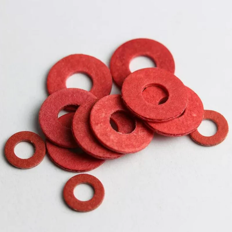 20-100pcs Red Steel Paper Insulating Flat Washer M2 M2.5 M3 M4 M5 M6 M8 M10 M12 M14 M16 Insulation Plain Gasket Pad Ring Spacer