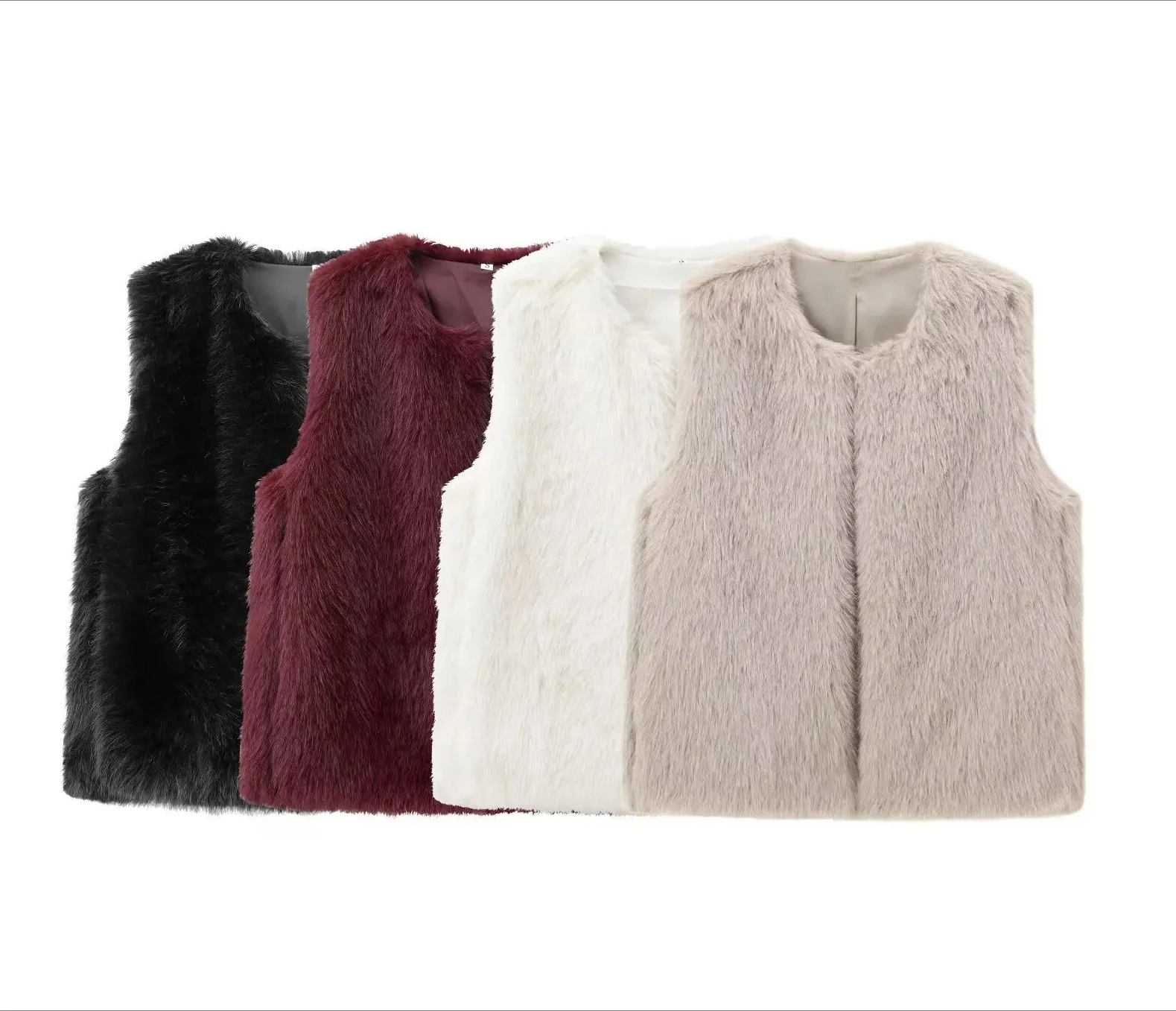

Casual Fashionable Sleeveless Artificial Fur VestNew Winter Hot Sale Of The Season Street Style Polyester Fabric