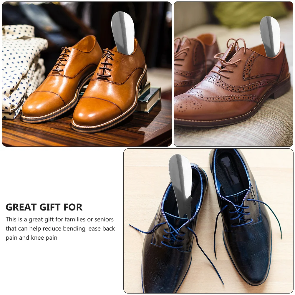 

2Pcs Shoe Horns Stainless Steel Long Handle Shoes Lifter Ergonomic Back Pain Relief Shoe Helper for Elderly Pregnant Women