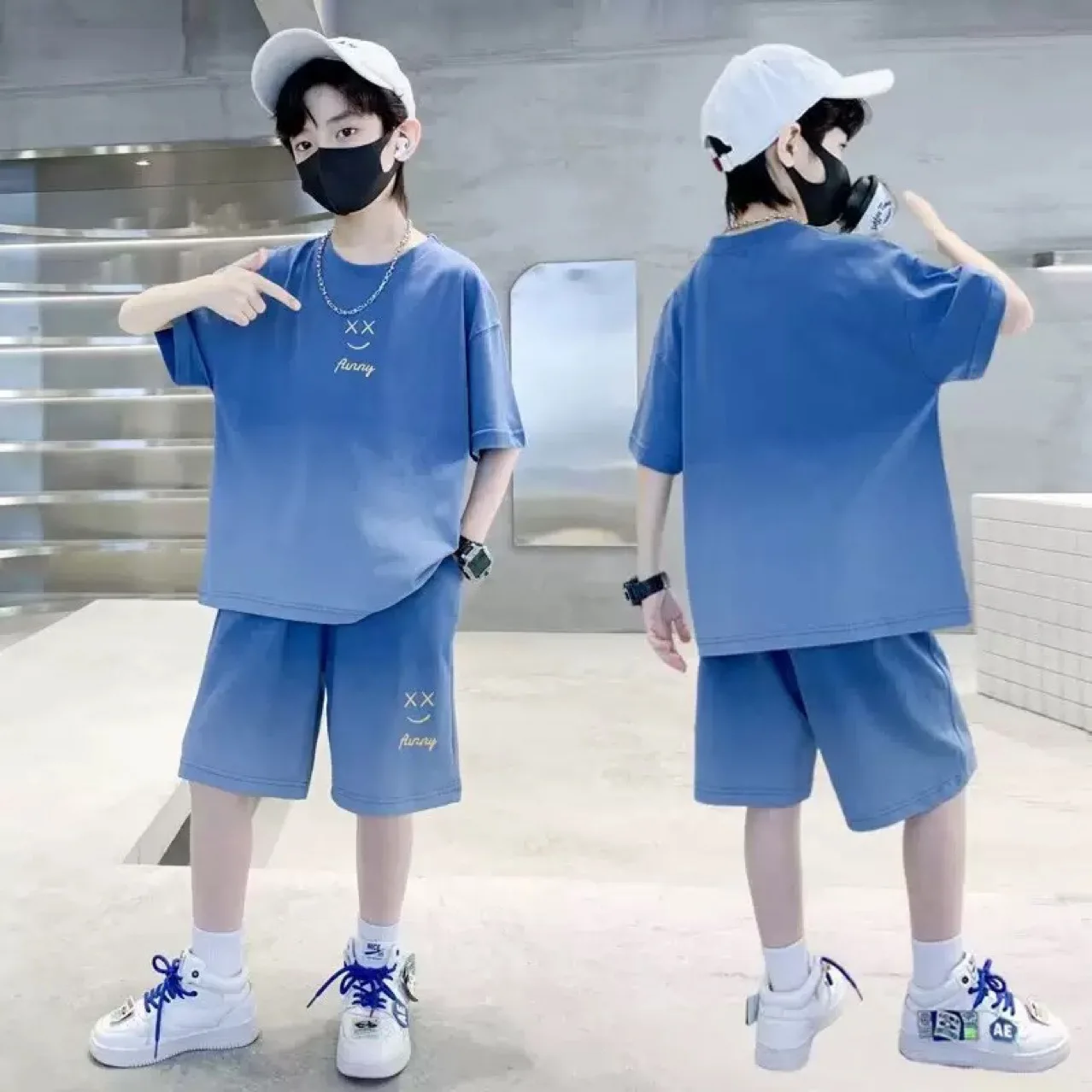 

Summer Baby and Boys Stylish Alphabet Short Sleeve T-Shirt+Loose Shorts Sets School Kids 2PCS Tracksuit Children Outfit 5-16 Yrs