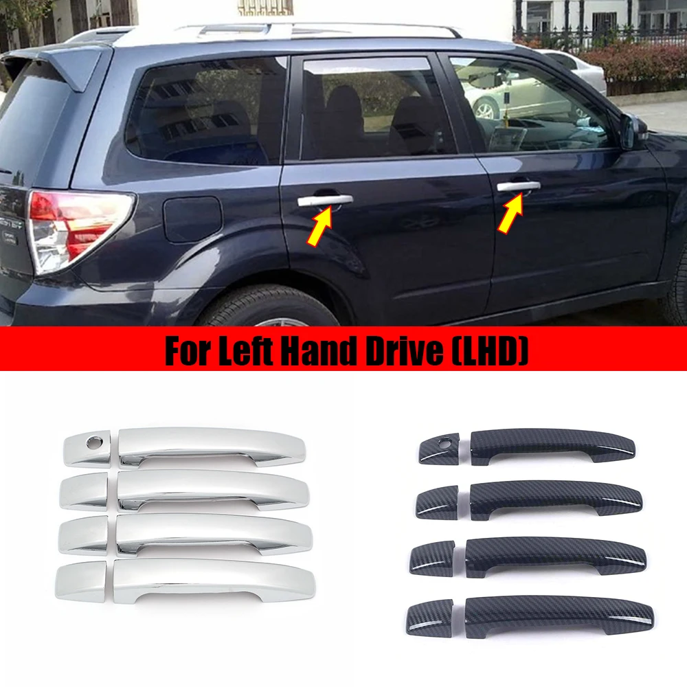 For Subaru Forester 2008-2012 Accessories Chrome Carbon Car Door protector handle Bowl Cover Trim Decoration LHD Styling 8pcs