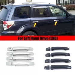 For Subaru Forester 2008-2012 Accessories Chrome Carbon Car Door protector handle Bowl Cover Trim Decoration LHD Styling 8pcs