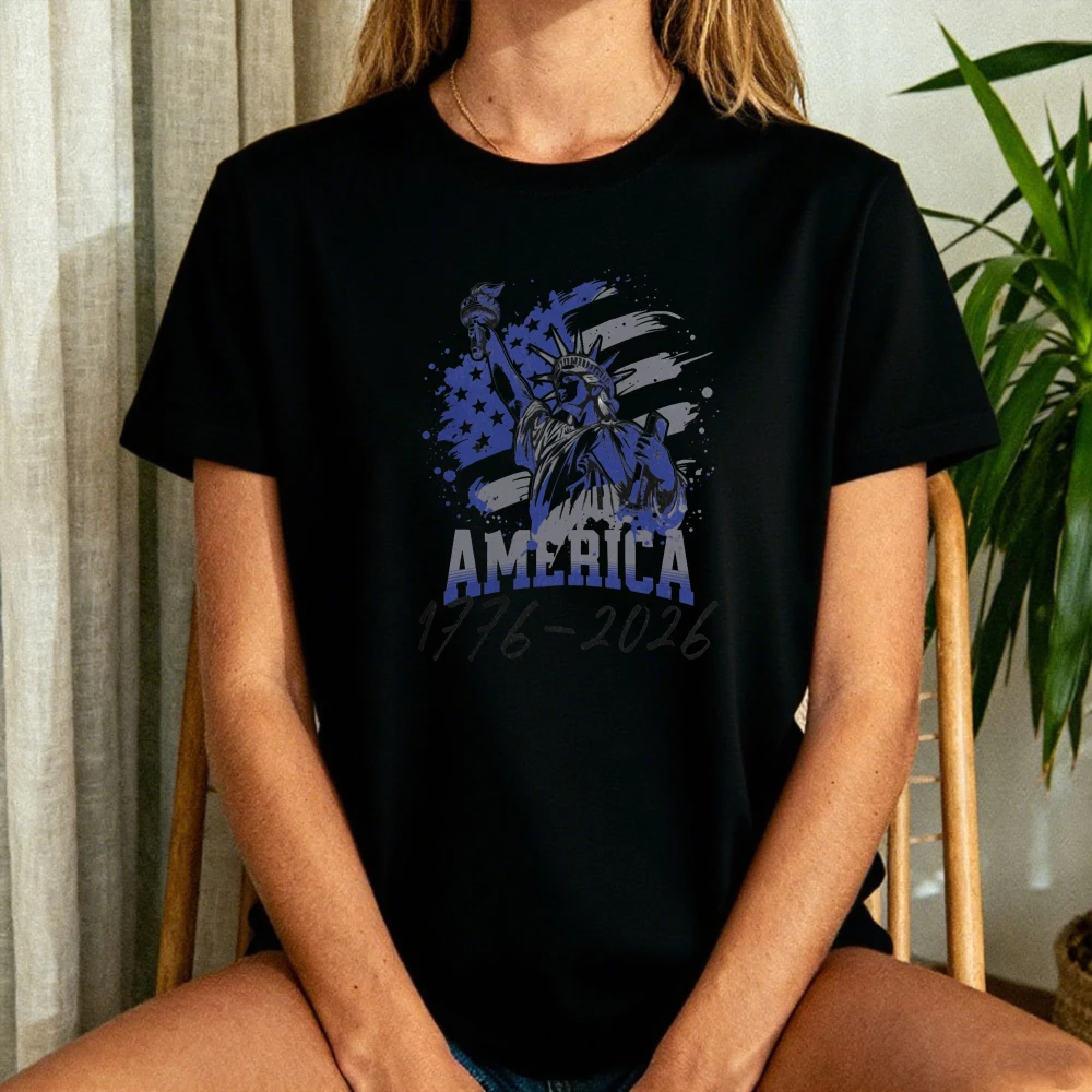 Liberty Statue with The United States Flag 1776-2026 T-Shirt Fourth of July Independence Day Unisex Celebration Tee Women Men T