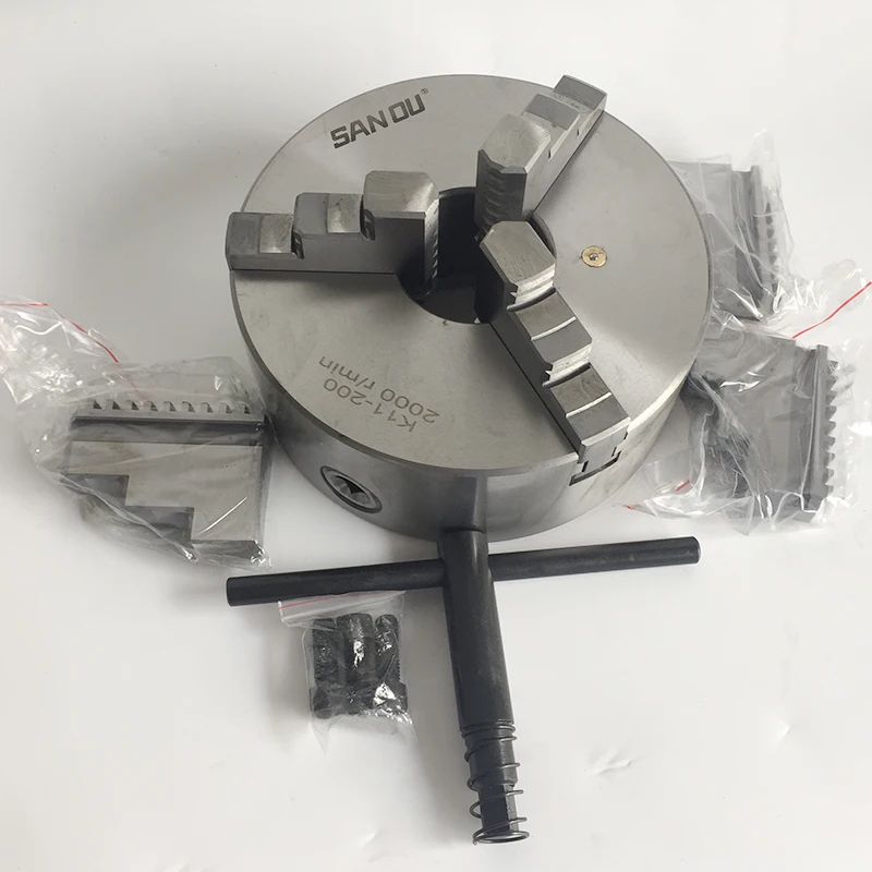 SANOU Lathe Chuck 3 Jaw Self-centering Chuck K11-200 Manual Metal Scroll Chuck