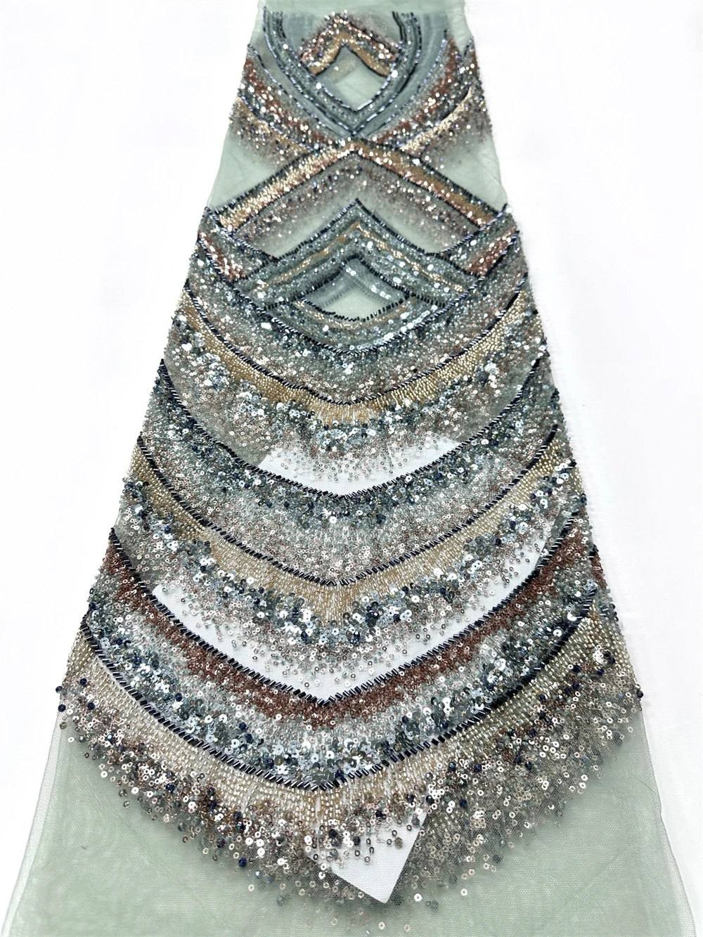 

2 Yards African Sequin Beaded Lace Fabric High Quality Nigerian French Groom Embroidery Tulle Lace Fabric Bridal Wedding Dress