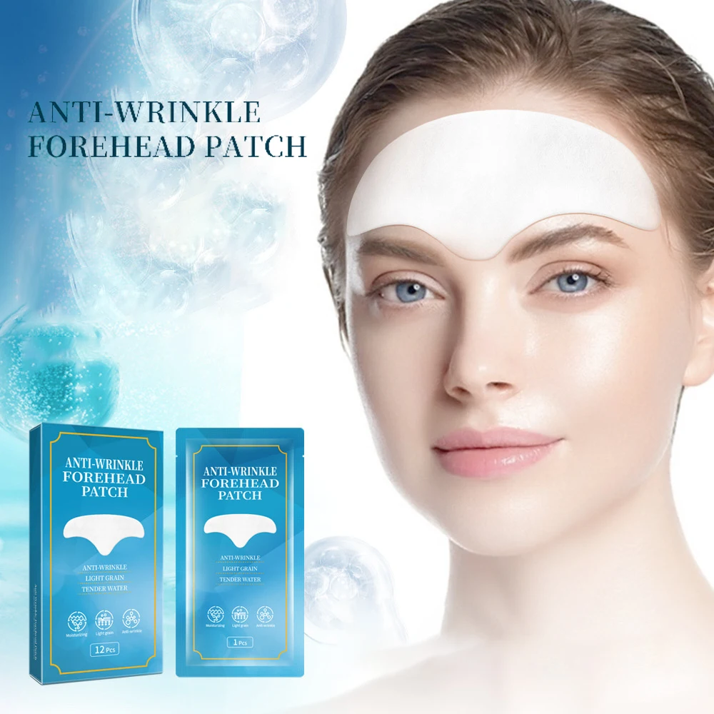 12Pcs/Box Collagen Anti-Wrinkle Forehead Patch Forehead Line Removal Wrinkle Patch Firming Gel Mask Frown Lines Stickers