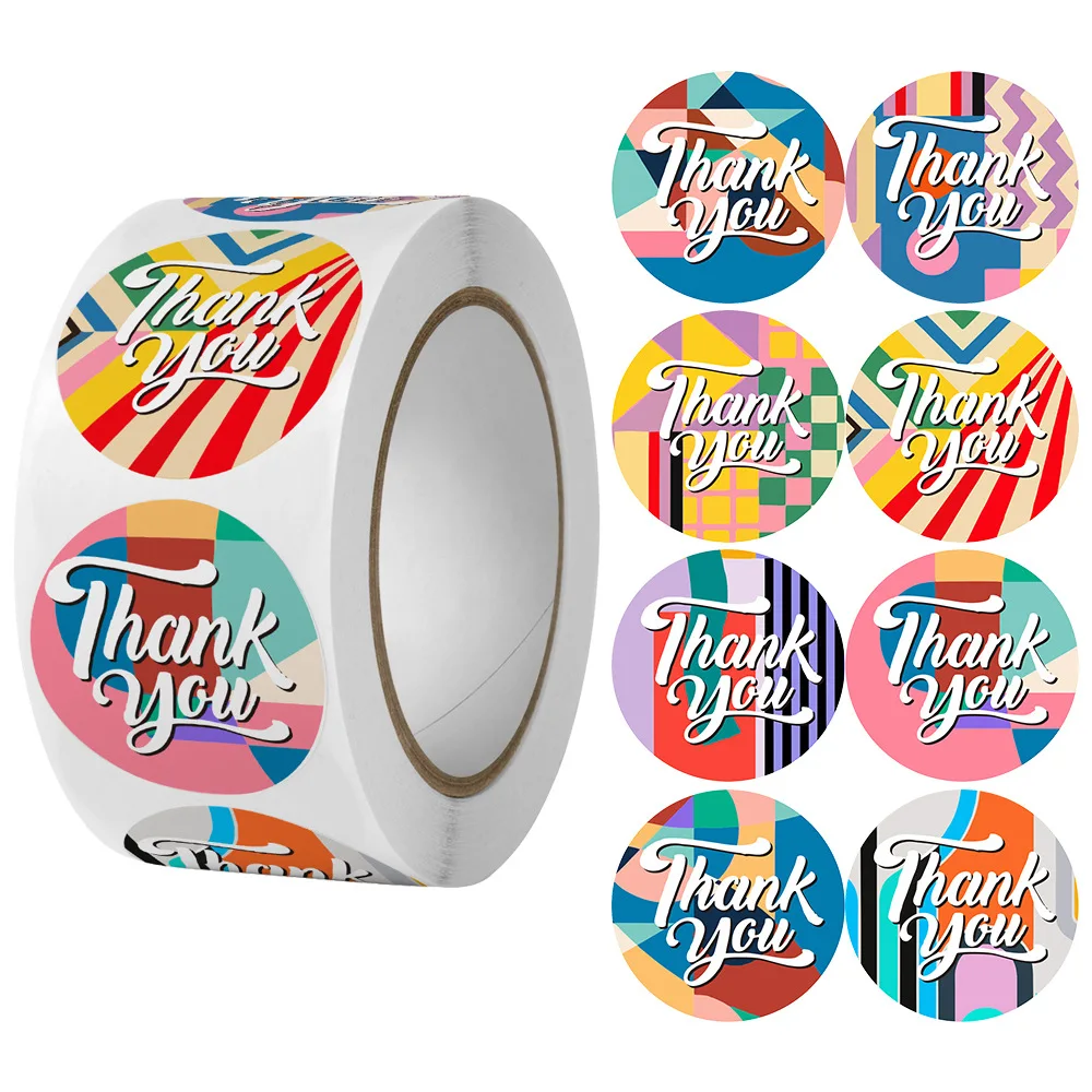 500pcs Colorful Thank You Stickers for Small Business Stickers| 8  Designs,1inch