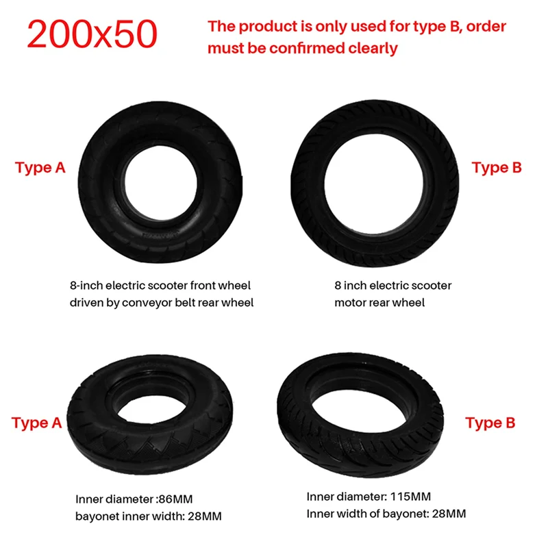 

AV32-8 Inch Electric Scooter Tire 200X50 Solid Tire Rear Tire For Speedway RUIMA Mini 4 PRO