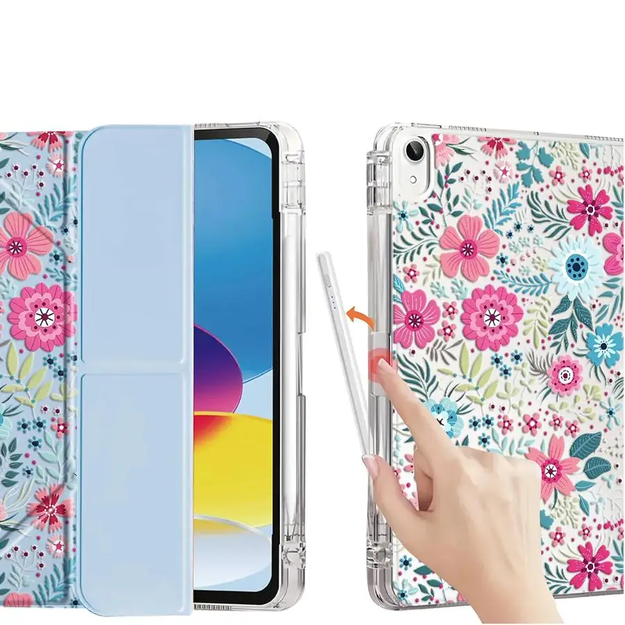 Holder Cover Tablet Case For iPad Pro 2025 Mini 6 7 Pro 11th 10th 9th 8th 7th 12.9inch Air 4 5 M3 M2 M4 11inch Y-Fold Watercolor