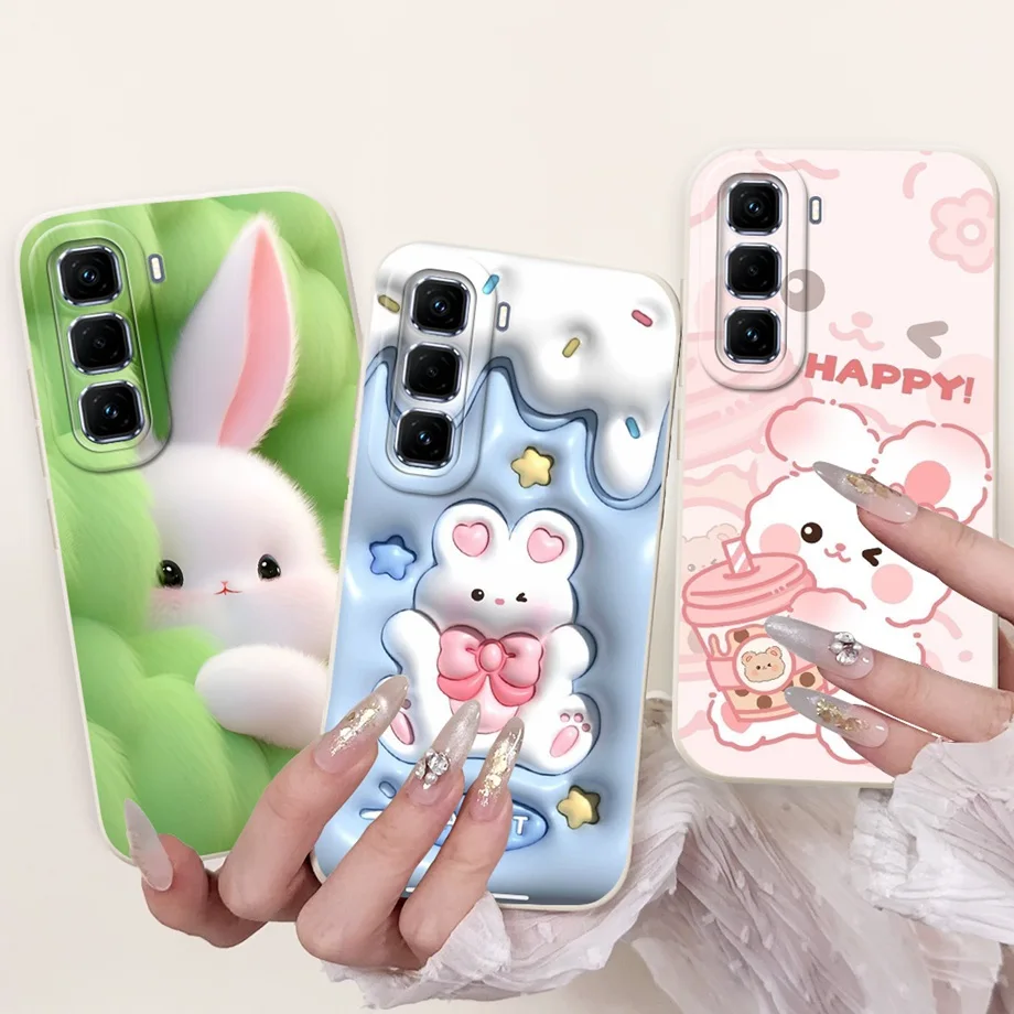 For Infinix Hot 50 Pro+ Hot50 Pro Hot 50 Pro Plus 4G Phone Case Soft Silicone Back Cover Love Heart Girly Flower Painting Fundas