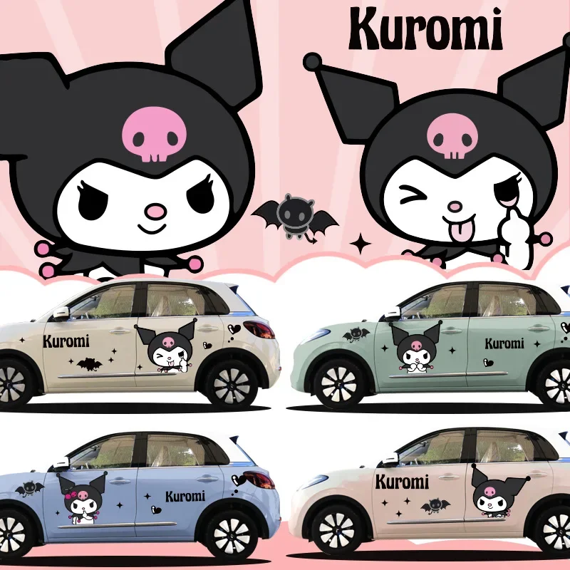 

Sanrio Car Sticker Car Film Decoration Sticker Pull Flower Scratch Block Cartoon Kuromi Car Decoration Accessories Creative Gift