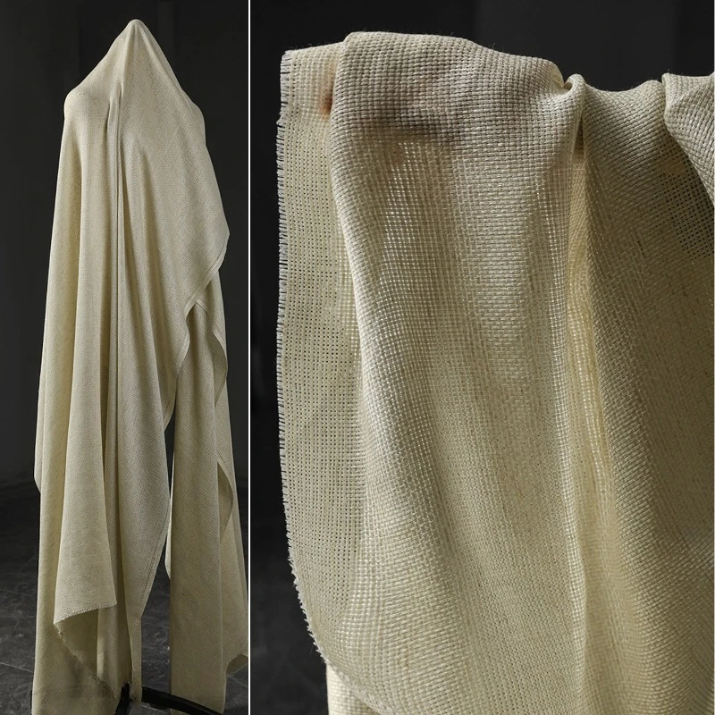 

Wide 130cm Retro Cotton Linen Gauze Fabric for Vintage Shirt Dresses DIY Sewing Designer Material Natural Coarse Hemp Fabric