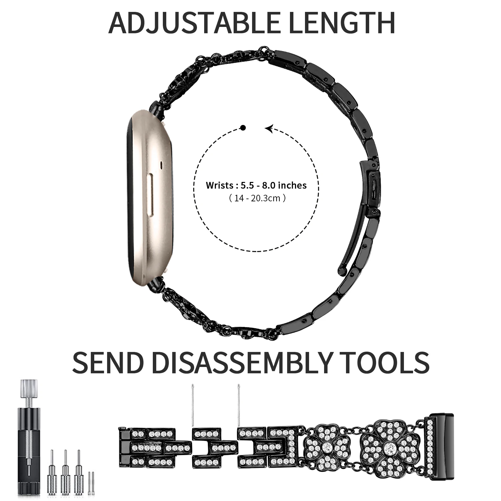 Pulseira de metal brilhante para fitbit versa 3/sense pulseira de relógio inteligente para fitbit versa 4/sense 2 pulseiras acessórios