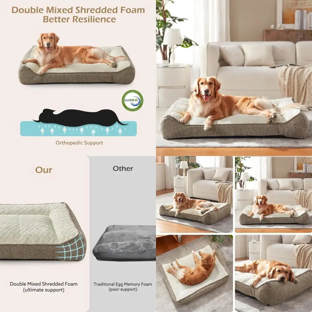 

Очень толстый ортопедический диван-кровать для средних собак, мягкий поддерживающий диван-кровать, бежевый, 35x25