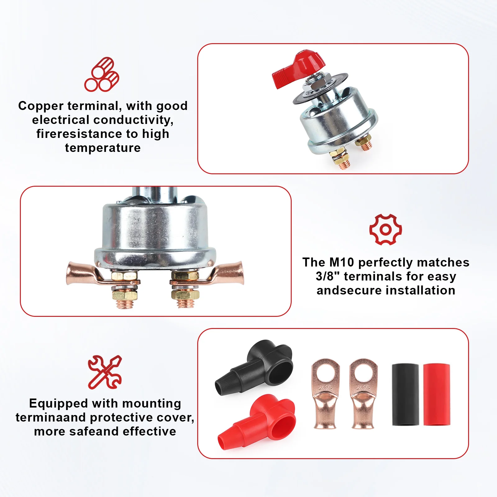 Picture 6: 150A High Current Master Battery Disconnect Switch 200A Duty Master Battery Power Cut Isolator Kill Switch for Car, Vehicle, RV