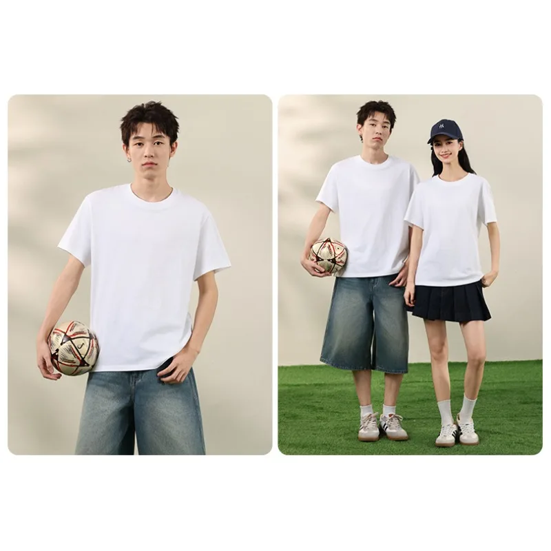

Outdoor Basketball Training Sweat Absorbing Quick Drying Pure Cotton T-shirt Couple's Summer Trend Breathable Short Sleeved Top