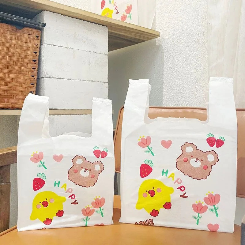 Handheld plastic bag Fried chicken hamburger Take out food Handle packaging bag Convenience Store Fruits Storage packing bags