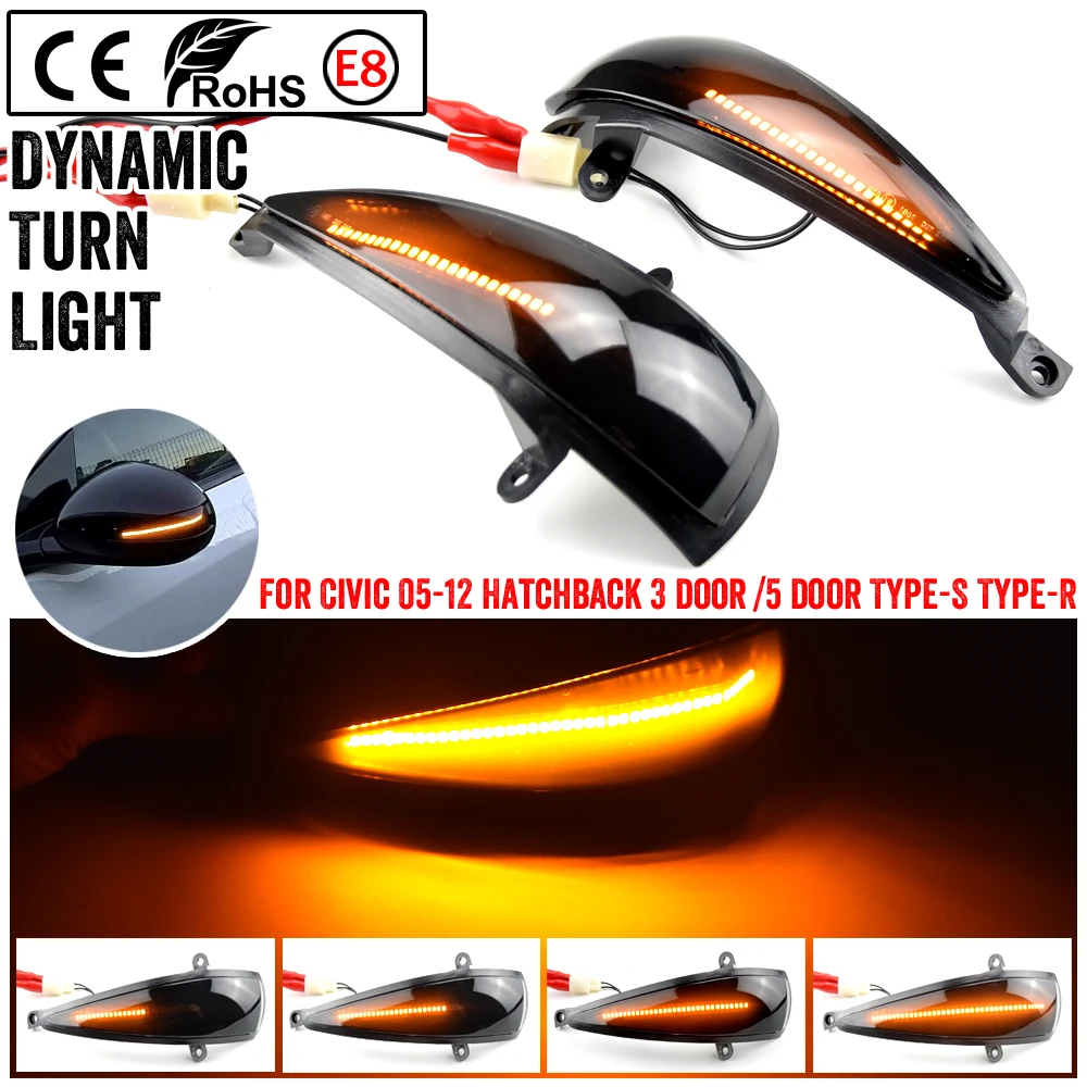 

For Honda Civic 2005-2012 Hatchback 3 door/5 door Type-S Type-R LED Turn Signal light arrow mirror indicator 2005 up FA1 FD1 FD2