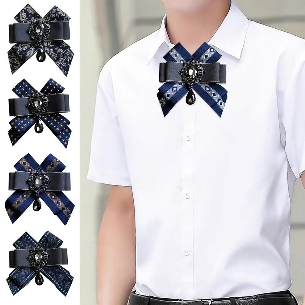 แฟชั่น Rhinestone คริสตัล Rhinestone ริบบิ้น Bowtie Handmade หรูหรา Bow Tie ผ้าศิลปะดอกไม้สําหรับบุรุษและสตรี
