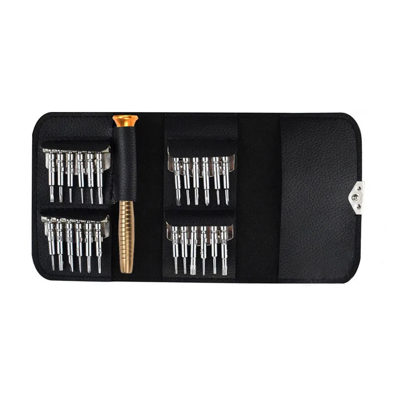 Chave de Fenda com Bolsa de Couro Chave de Fenda Combinada Portátil Ferramenta de Reparo do Computador 25 em 100 Novo