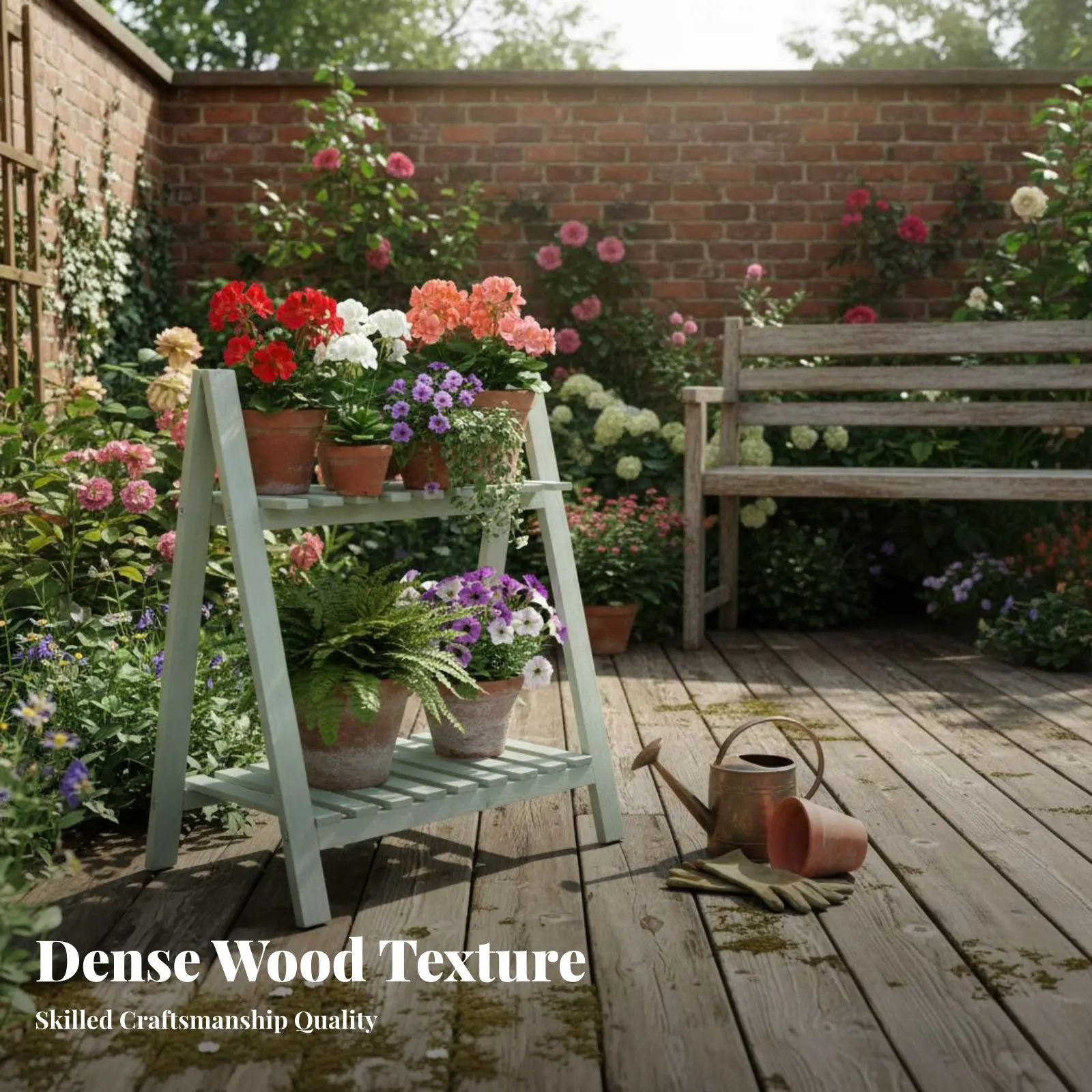 2段折りたたみ式ラダーシェルフ、多層ディスプレイ折りたたみ式アングルフレームシェルフ、自立不要、省スペース、屋内、パティオ用