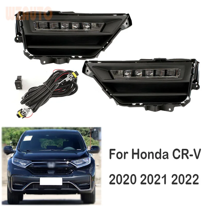 

1 Set Front Bumper Lamp LED Daytime Running Fog Light Assy With Wiring Switch Harness For Honda CR-V CRV 2020 2021 2022