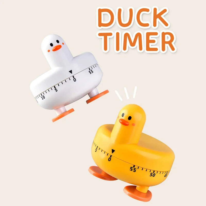 Cute Duck Mechanical Kitchen Timer, Christmas Holiday New Year 60-Minute Wind Up Dial Countdown Egg Reminder No Batteries