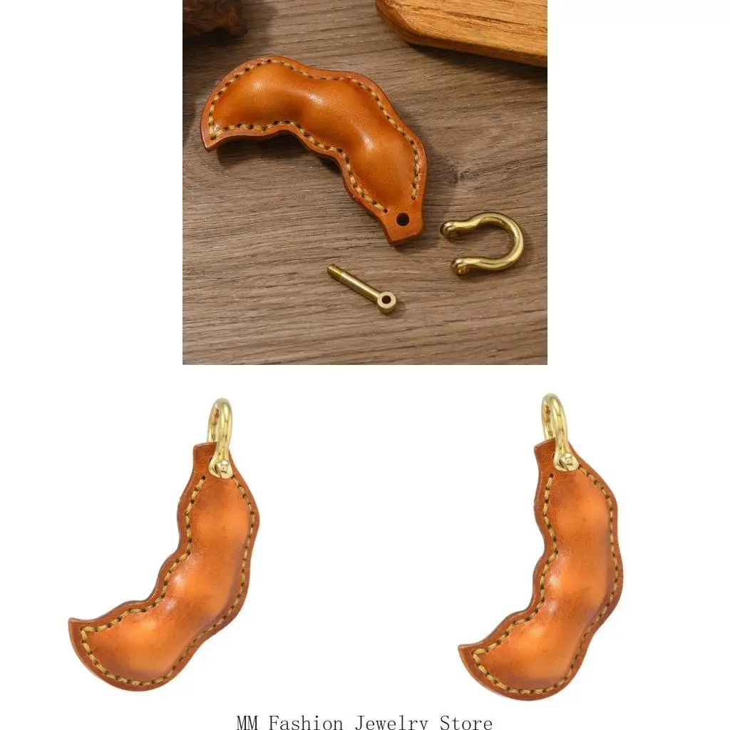 Stitched Leather Keyring Decoration Accessory for Everyday Carry Needs D0UB