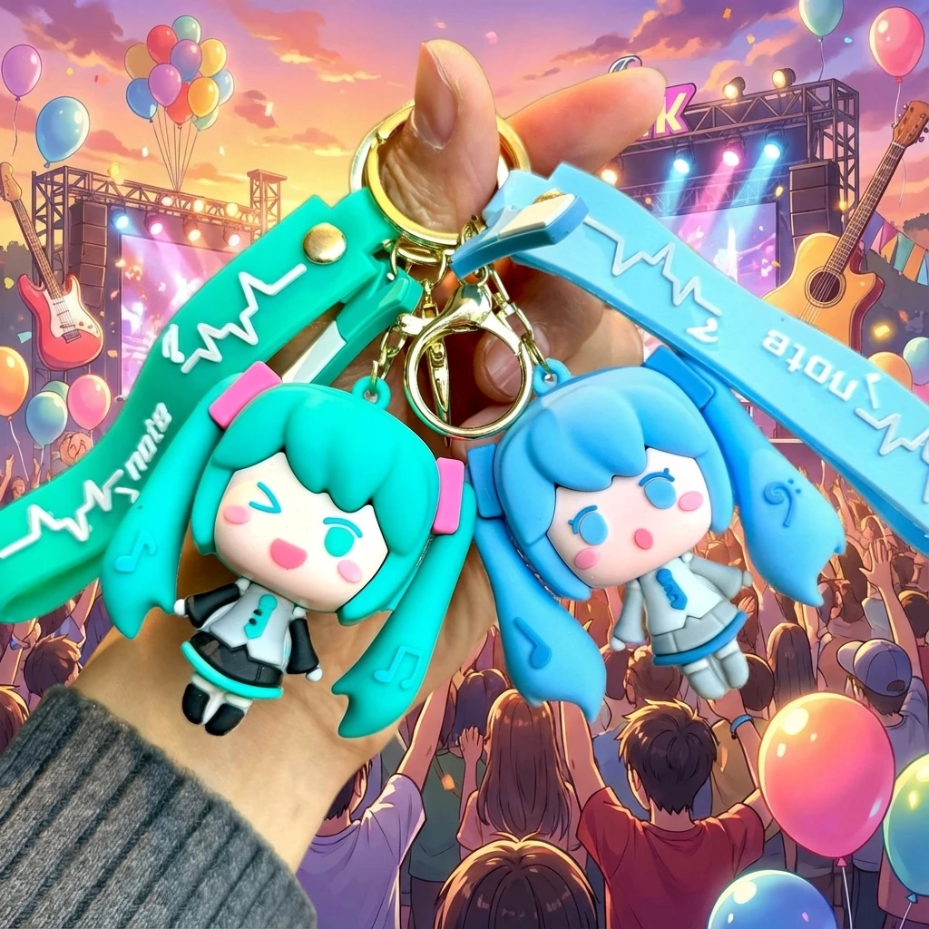 Llavero de Miku Hatsune, Bonito Colgante de Figura de Anime, Encantador Adorno para Bolso de Niña, Muñeca de Dibujos Animados, Regalo para Fans del Cosplay
