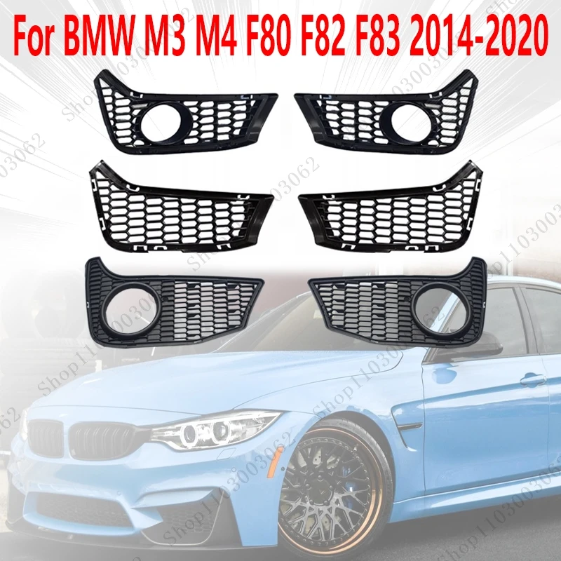 Fog Light Frame For BMW M3 M4 F80 F82 F83 2014-2020 Convert M Style Car Exterior Front Fog Light Grille Protector 51118054302