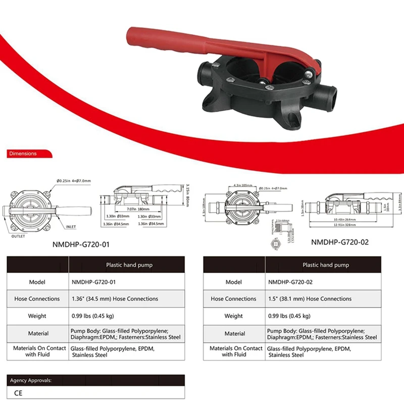 Hand Pump Water Pump Marine Easy To Install Plastic Durable Bilge Anti-Corrosion