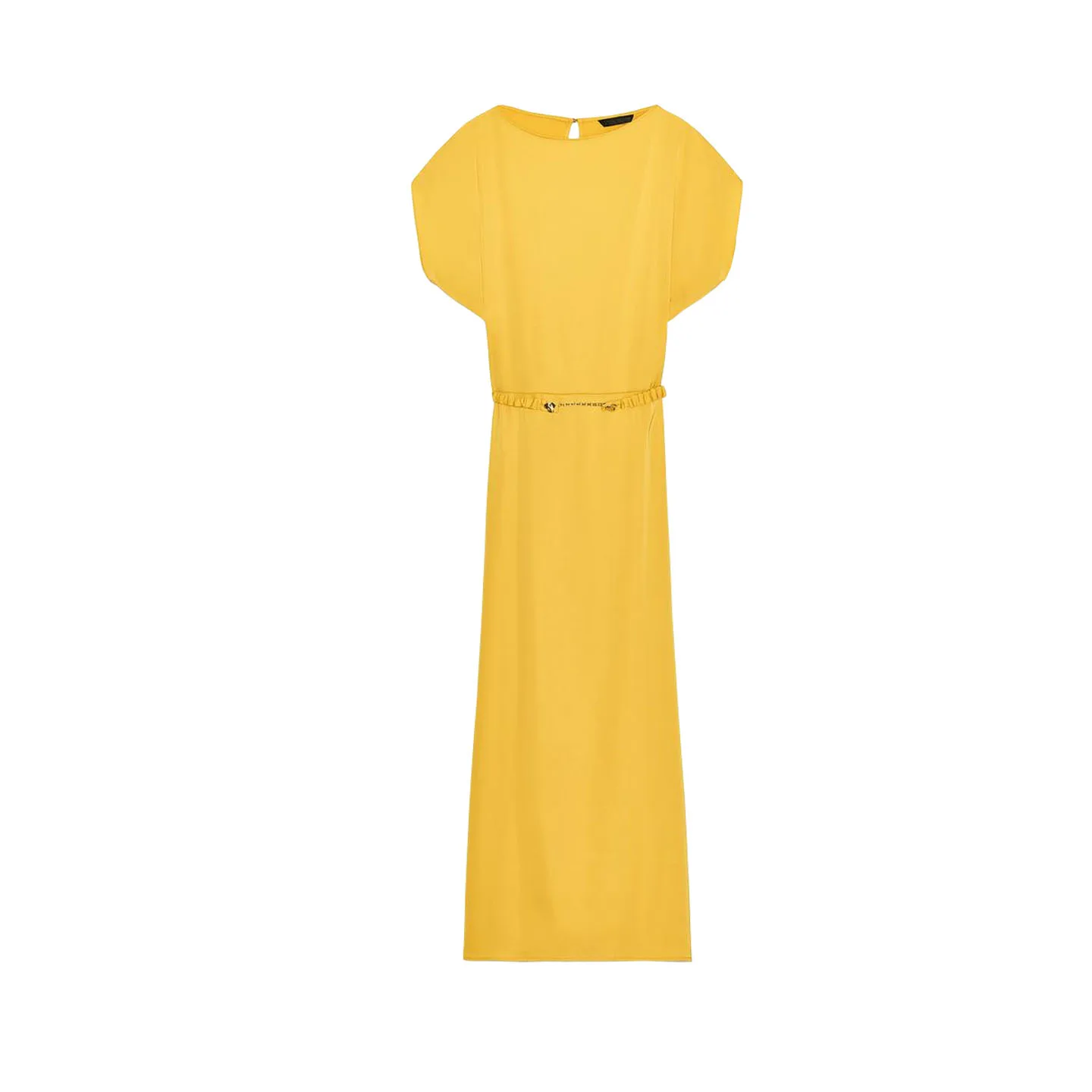 Autumnal Silk Satin Midi Dr Women's Casual ort Sve Pleated One oulder Belted V-ne Gown X-aped Polyester Fiber