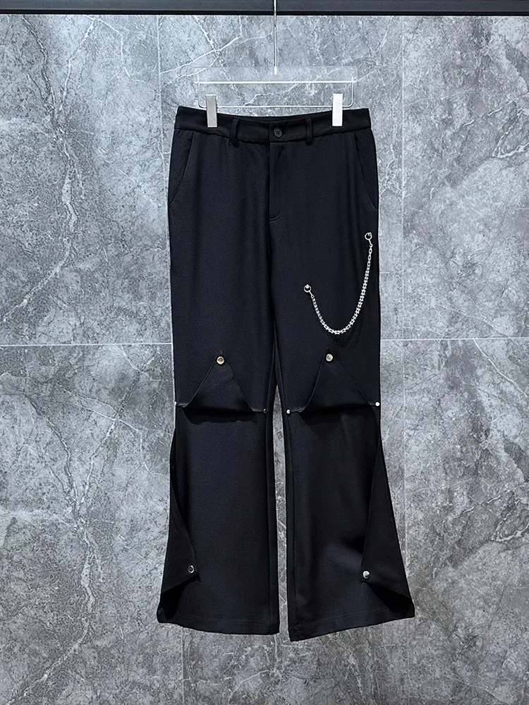 오웬 시크 남성 벨바텀 팬츠 카고 스웨트팬츠 캐주얼 가을 블랙 디자이너 럭셔리 롱 트라우저