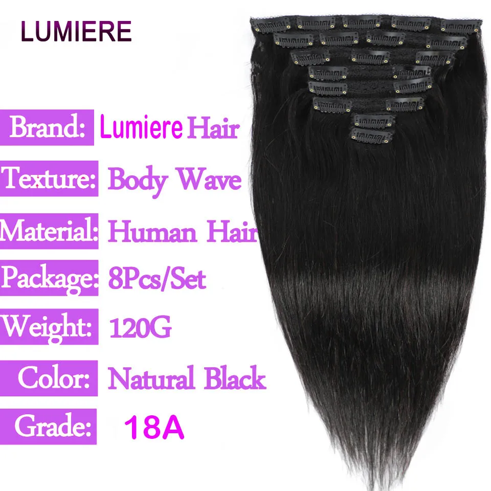 العظام مستقيم كليب Ins شعر مستعار بشري 120 جرام 100% عذراء الخام شعر بشري حقيقي العظام مستقيم كليب في وصلات شعر مزدوجة ث #3