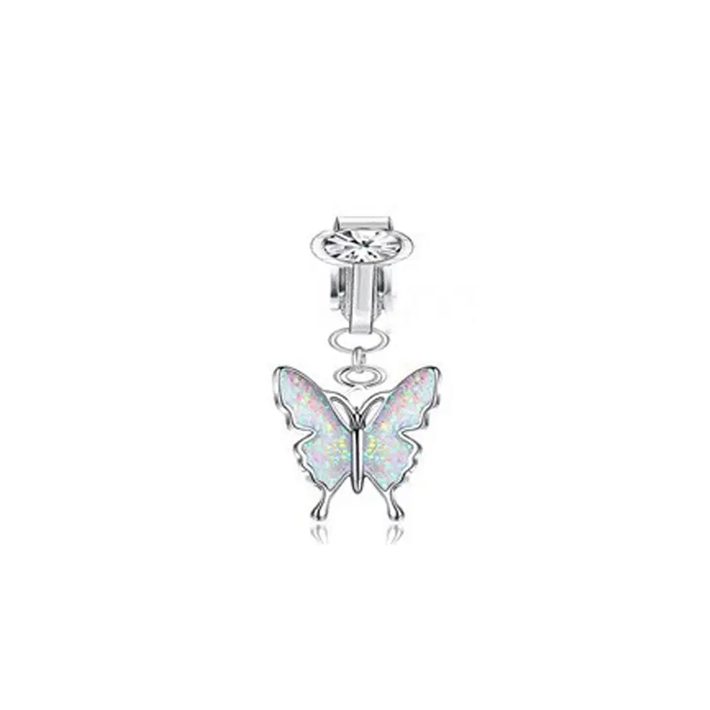 Women Fashion Belly Button Ring Clip On Umbilical Cartilage Clip Navel Rings Fake Belly Ring Body Jewelry Faux Belly Piercing